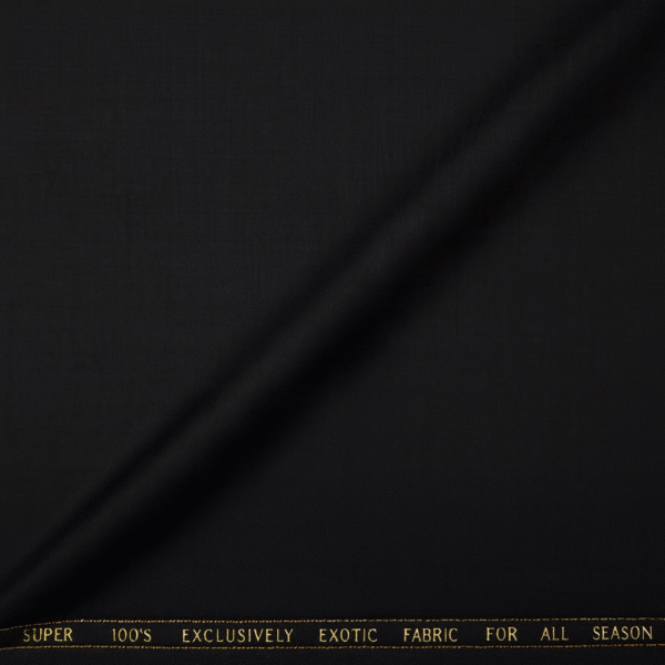 Wool Polyester Blend – Jet Black – J.Hampstead Italy – Suiting Fabric (Super 100’s)