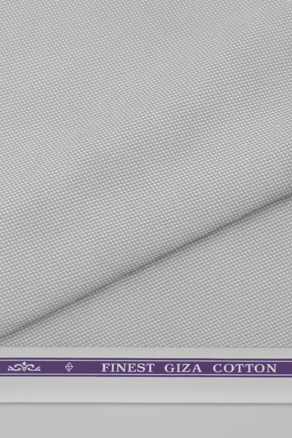 Finest Giza Cotton ( 100%) – Textured Silver Grey Shirting Fabric