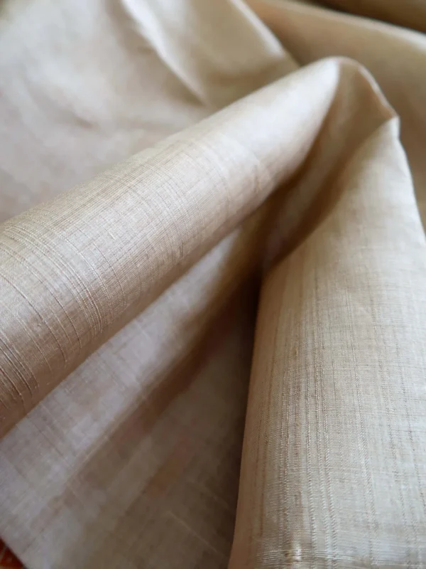 100% Pure Handwoven Muga Silk Fabric – Natural Gold - (150 GSM)- Width 45 inch